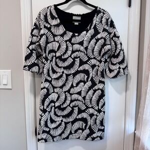 Maeve Anthropologie Black White Windfall Tunic Shift Dress Size Small